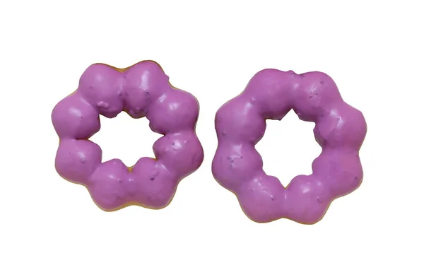 Blåbär Donut Rund Form Med Läckra Bröd Och Grädde Isolerad — Stockfoto