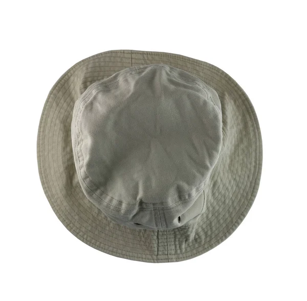 Γκρι Υφασμάτινο Καπέλο Στην Κορυφή Προβολή Απομονωμένο Λευκό Φόντο Και — Φωτογραφία Αρχείου