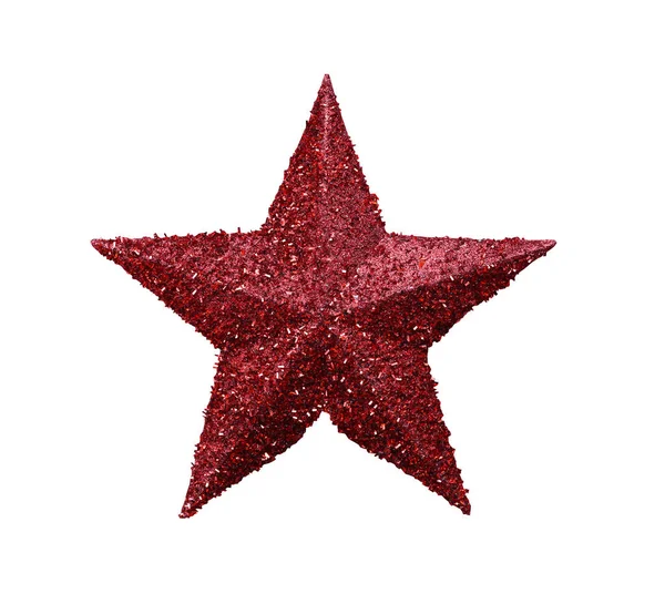 Estrela Vermelha Isolada Decora Topo Pinheiro Para Natal Ano Novo Imagem De Stock