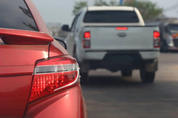 Taillight Braking Car Road Blurred Image Another Car Copy Space — Stock Photo, Image