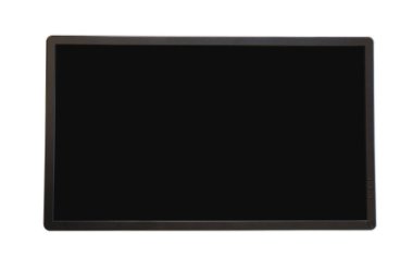 Ön Siyah bilgisayar ekranı veya PC monitörü beyaz arkaplanda izole edilmiş ve kırpma yolları var.