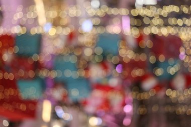 Noel ışığı dekorasyonunun bulanık, soyut bokeh 'i.