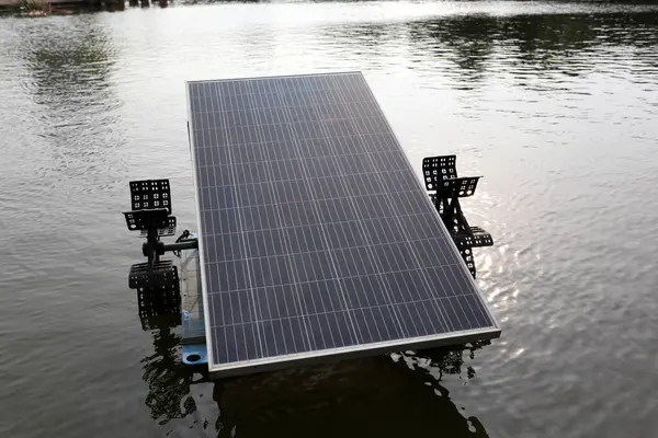 Solar water turbine with off system in a pond, Clean energy that can reduce the use of electricity