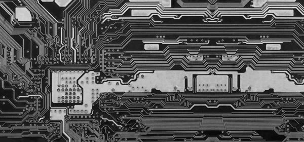 Wide Black Computer Motherboard Surface Technology Background Design Backdrop Your — Stock Photo, Image