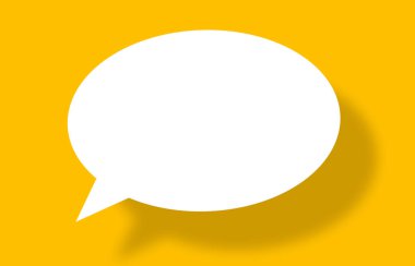 Sarı arkaplan, boş metin kutusu ya da iletişim baloncuklarına karşı konuşma baloncuğu şeklinde boş beyaz kağıt.