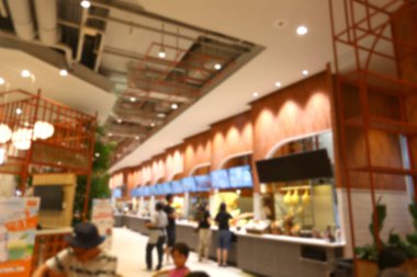 Arkaplan konseptinizde tasarım için mağazanın iç fonu soyut bulanık ya da odaksız alışveriş merkezi.