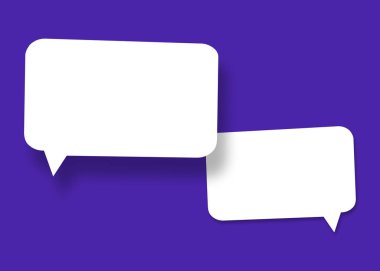 Boş konuşma balonu şekli beyaz kağıt mavi arkaplan iletişim balonlarında izole, iş konseptinizde tasarım için.