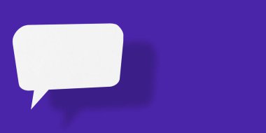 Boş konuşma balonu şekli beyaz kağıt mavi arkaplan iletişim balonlarında izole, iş konseptinizde tasarım için.