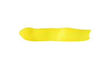 Sarı fırça beyaz arkaplanda izole edilmiş ve kırpma yolları var. suluboya kullanıcısı el çizimi ile boya fırçası.