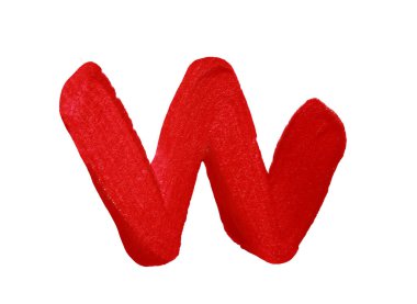 Parlak kırmızı harf W beyaz arka planda izole edilmiş ve kırpma yollarına sahip tasarım, eğitim veya sanatsal projeler için yaratıcı ve oyuncu bir tasarım için ideal.