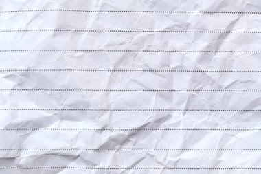 Noktalı çizgileri olan buruşuk beyaz kağıdın dokulu arka planı, yazmak ya da yaratıcı projeler için idealdir. Eğitim veya ofis temaları için mükemmel.