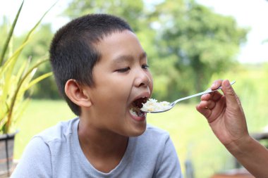 Biri onu doğal ortamında beslerken genç bir çocuk yemeğin keyfini çıkarıyor. Görüntü bir neşe anı yakalar ve aileyle bağlantı kurar..