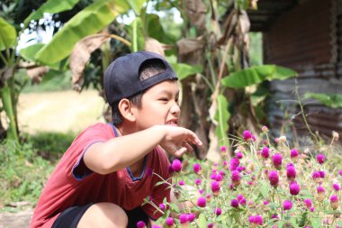 Neşeli bir çocuk renkli çiçeklerle etkileşerek canlı bir bahçeyi keşfeder. Bu neşeli an çocukluğun özünü ve doğayla bağlantısını yakalar..