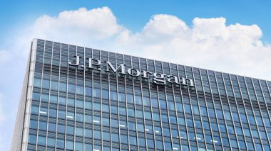 Londra, İngiltere - 11 Eylül 2022 - J.P. Morgan bir Amerikan yatırım bankası ve finans hizmetleri şirketi.