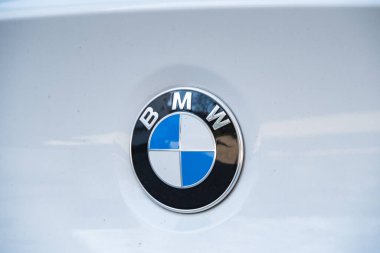 Slovenia, Ljubljana - 31 January 2023: BMW M4 high performance car detail with logo