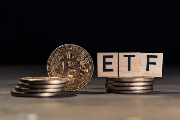 Bitcoin Kryptowährung Etf Exchange Traded Funds Konzept lizenzfreie Stockbilder