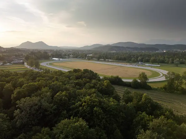 stock image Aerial view of hippodrome in Ljubljana, Slovenia