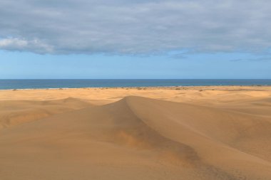 Yalnız bir figür, bulutlu bir gökyüzünün altında okyanus yakınlarındaki engin kum tepelerini keşfeder. Huzurlu manzara doğanın güzelliğini yakalar..