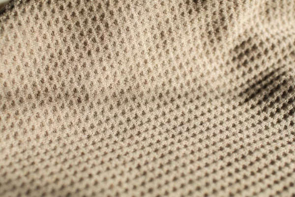 Beige Waffle Weave Cotton Fabric Light Shadow Closeup Light Natural — Stock Photo, Image