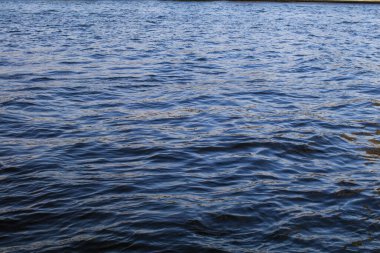 Dalgalar ve dalgalarla su yüzeylerine yaklaş ve gün batımını nehre yansıt. Pürüzsüz Doğal Tatlı Su.