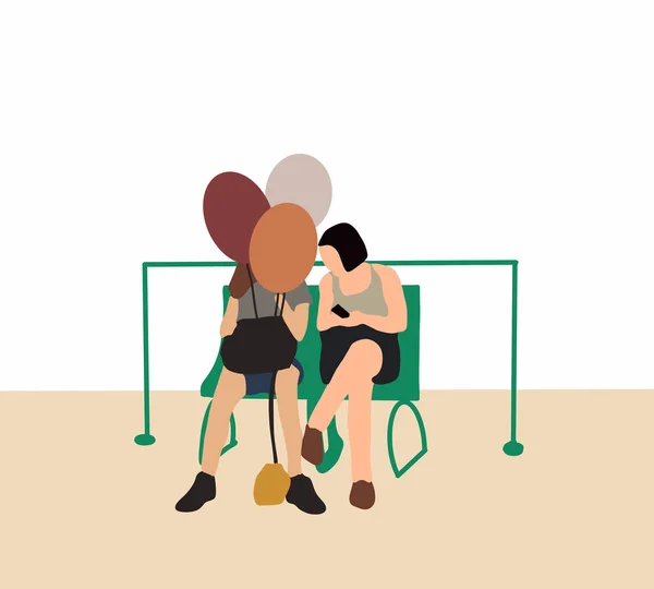 Dos Mujeres Sosteniendo Montón Globos Aire Mientras Están Sentadas Parque — Foto de Stock