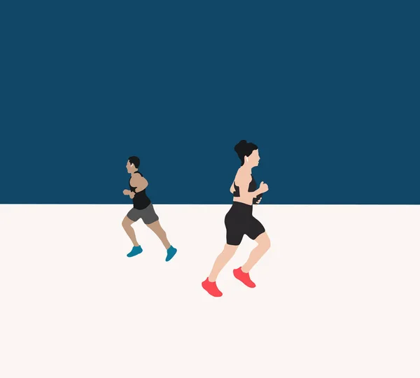 Άντρας Και Γυναίκα Τρέχουν Στο Δρόμο Αθλητικά Άτομα Που Εκπαιδεύονται — Φωτογραφία Αρχείου