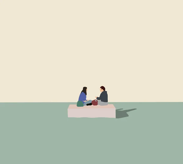 Mann Und Frau Sitzen Auf Bänken Park Und Unterhalten Sich — Stockfoto