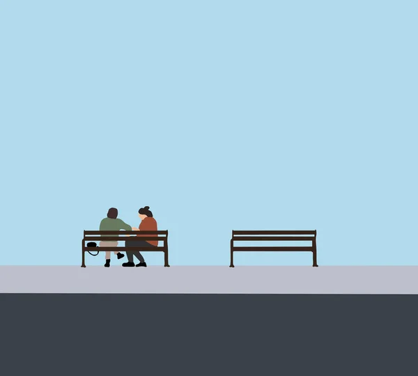 Mann Und Frau Sitzen Auf Bänken Park Und Unterhalten Sich — Stockfoto