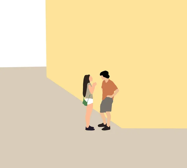 年轻夫妇在城市街道上争吵 感情上的困难 家庭中的冲突 爱和关系问题概念 — 图库照片