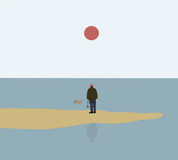 Homem Brincar Com Cão Praia Manhã Verão Divertido Surfar Férias — Fotografia de Stock