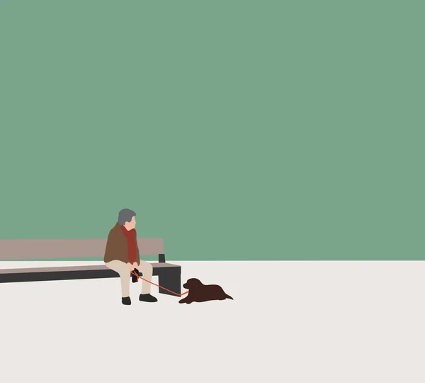 Старий Сидить Своєю Собакою Громадському Парку Відпустці Щастя Літніх Людей — стокове фото