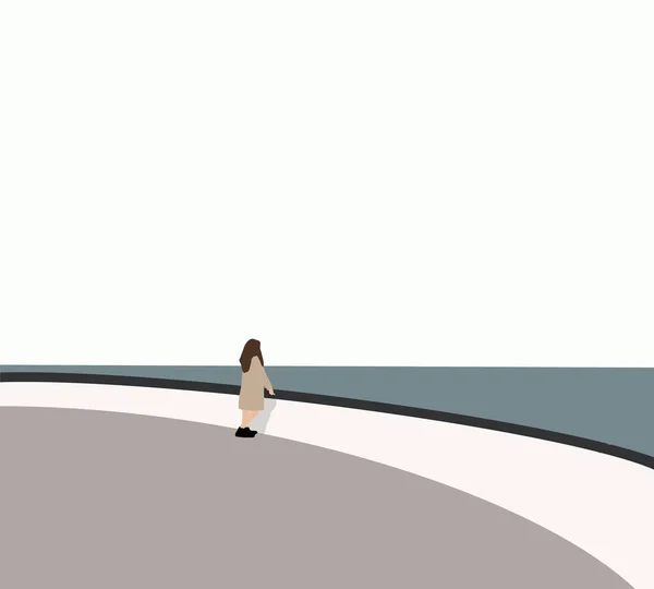 Kobieta Stojąca Samotnie Patrząc Jezioro Podziwiając Piękny Widok Śnię Jawie — Zdjęcie stockowe