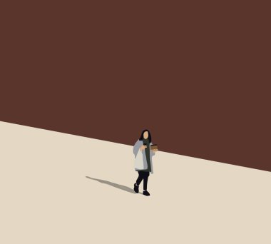 Dışarıda yürüyen, elinde kahve fincanı tutan, modern binanın yanında cep telefonu kullanan ve kahve içen bir kadın..