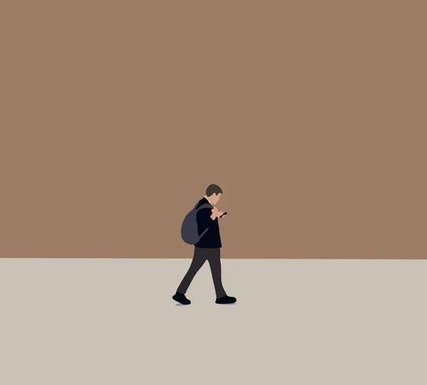Hombre Negocios Que Usa Teléfono Que Camina Los Desplazamientos Trabajo — Foto de Stock
