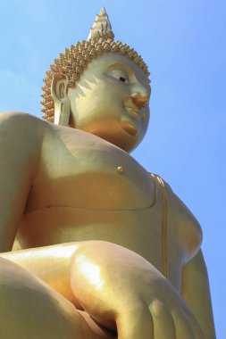 Gloden Buddha wat muang, Ang tanga Tayland. Tayland tapınağındaki heykel. İnsanlar saygılarını sunmaya geliyor.