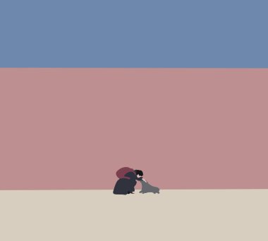 Kadın sokakta bir köpekle oynuyor. Evcil hayvan en iyi arkadaşımla hafta sonunun tadını çıkarıyorum..