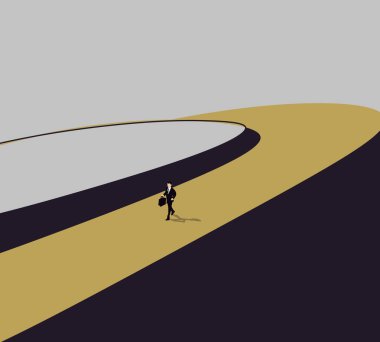 Sıradan bir süitte asgari patikada yürüyen bir iş adamı. Hırs, motivasyon ve önümüzde uzun bir yol var..