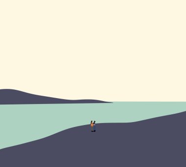 Tropik sahil şeridinde sarılıp dinlenen kadınlar yaz tatilinin tadını çıkarıyorlar. Duyguları severim. Asgari sanat tasarımı.