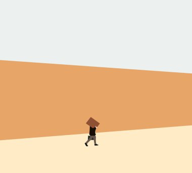 İş adamı şehir caddesinde yürürken tahta tahta taşıyor. Onarım ve dekorasyon için inşaat malzemeleri.