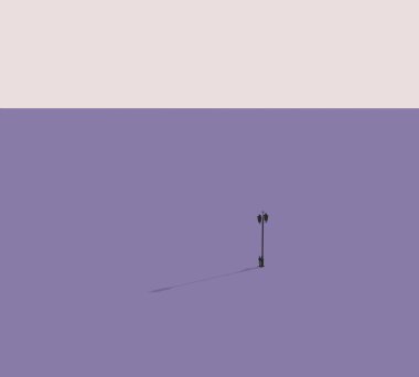 Mor caddedeki trafik ışıklarının yanında duran adam yolu geçmek için. Modern kentsel şehir. En küçük sanat.