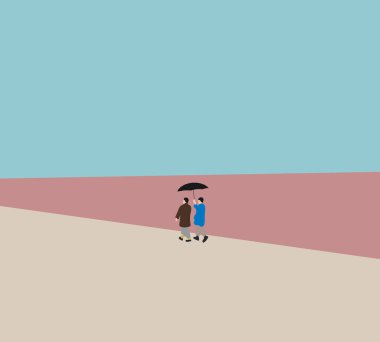 Modern şehir caddesinde şemsiyeli insanlar yürüyor. Kentsel Sonbahar açık hava yaşam tarzı. En küçük sanat.