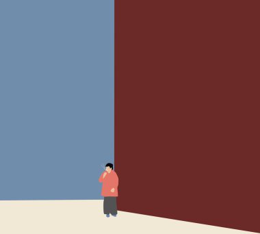 Şehrin köşesinde sigara içen pembe elbiseli bir kadın kötü alışkanlık edinerek kansere neden oluyor. Şehir yaşam tarzı açık hava.