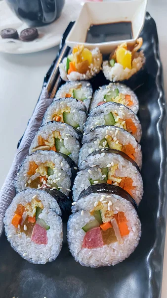 Σούσι Πιάτο Από Κοντά — Φωτογραφία Αρχείου