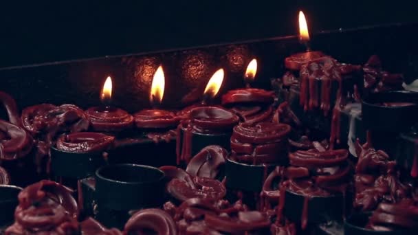 Close Lighted Candle Offerings Undas Kalagkalag — Stock Video