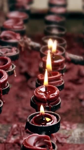 Rode Kaarsen Tijdens Het Lantaarnseizoen — Stockvideo