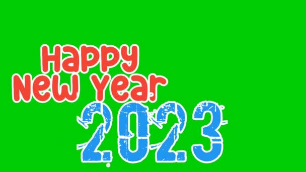 Ευτυχισμένο Νέο Έτος 2023 Κινούμενα Σχέδια Κείμενο Στην Πράσινη Οθόνη — Αρχείο Βίντεο