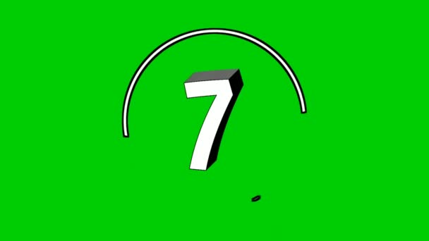 Number Seven Cartoon Animation Green Screen Cartoon Video Number Motion — Stockvideo