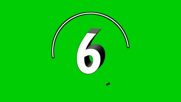 Number Six Cartoon Animation Green Screen Cartoon Video Number Motion — Vídeos de Stock