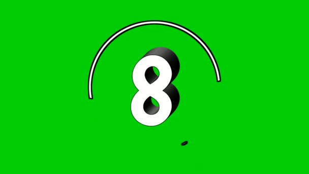 Number Eight Cartoon Animation Rotating Circle Border Green Screen Cartoon — Vídeos de Stock