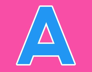 letter A symbol uppercase illustration on magenta background 